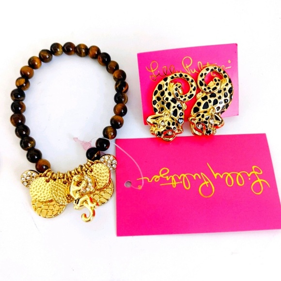 Lilly Pulitzer Tigers Eye Beaded Stretch Charm Bracelet - Picture 11 of 14